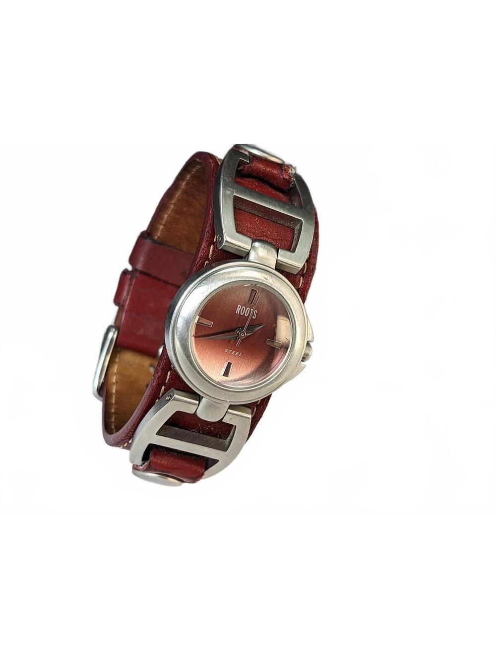 Roots Round Women Wristwatch Boho Style Rock Strap Brown